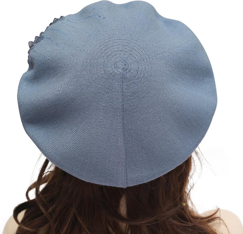 ZLYC Womens French Beret hat, Reversible Solid Color Mosaic Warm Beret Cap for Girls - Image 3